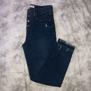 Loft High Waist Button Fly Skinny Crop